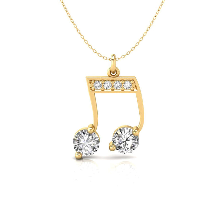 Rose gold pendant shaped like a music note with fine finish.
