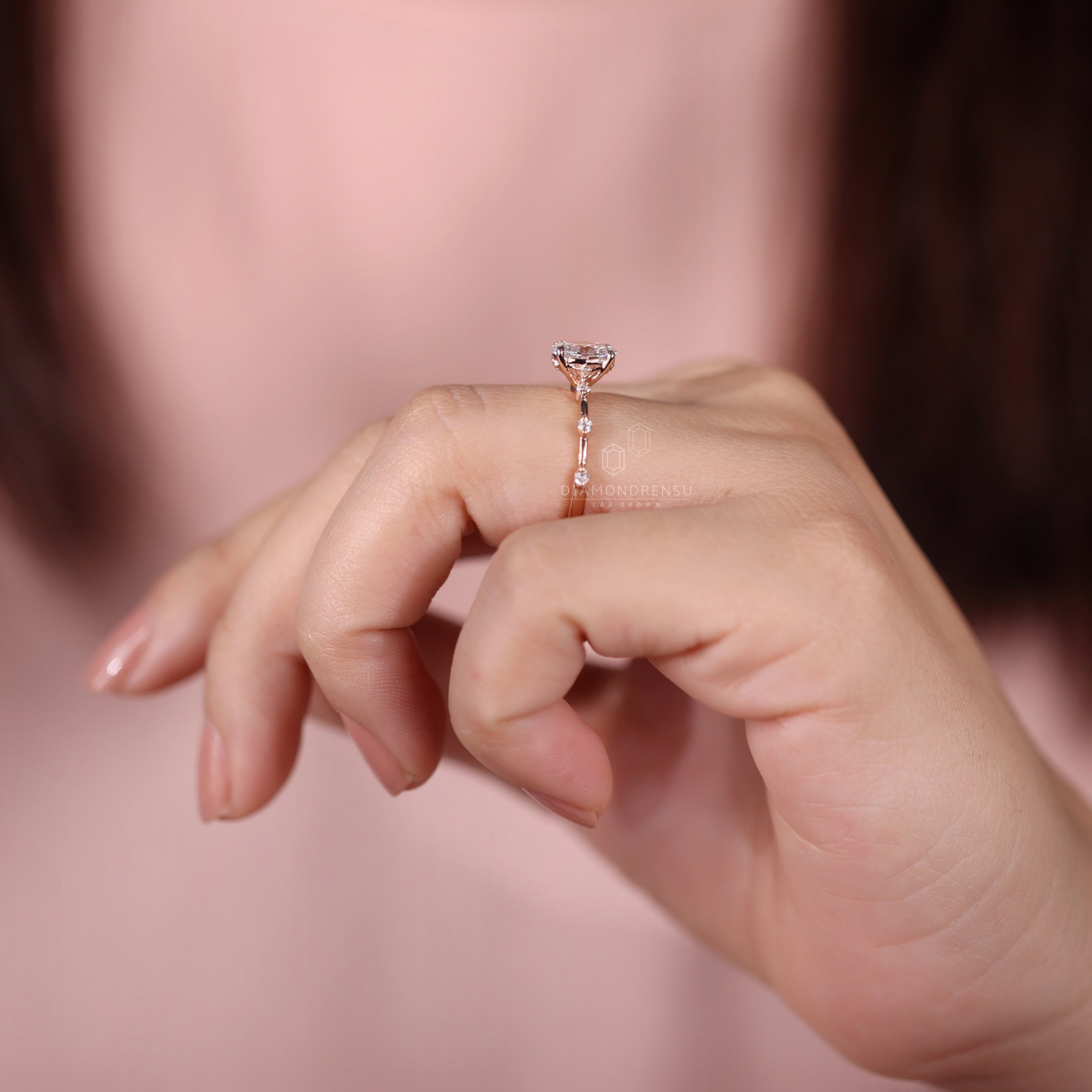 Oval shaped ring with lab grown diamond brilliance.