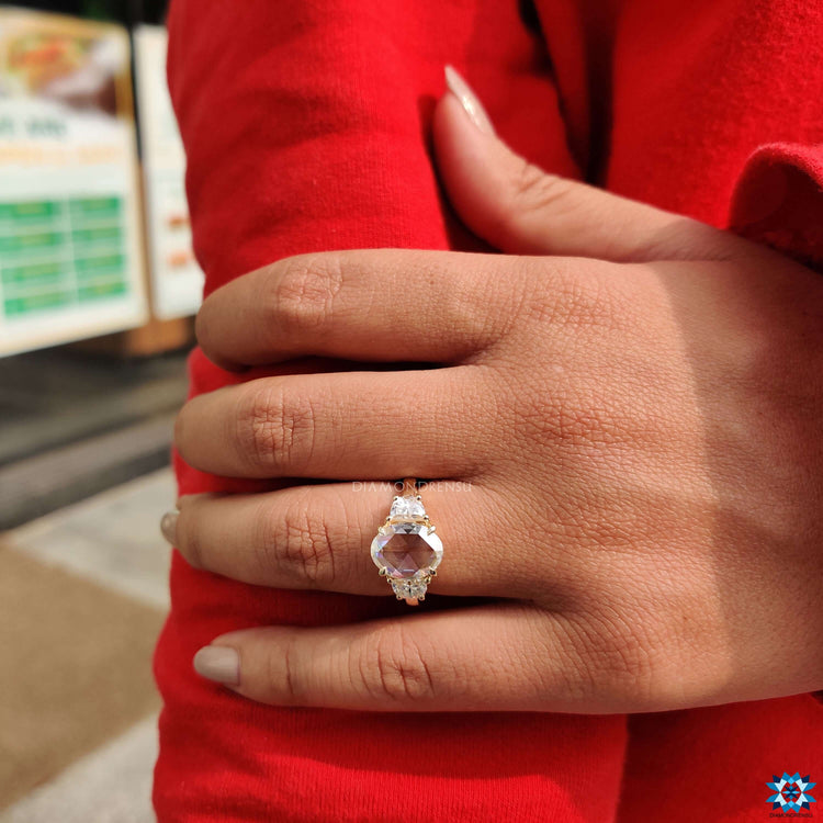 Handmade rose cut moissanite ring.
