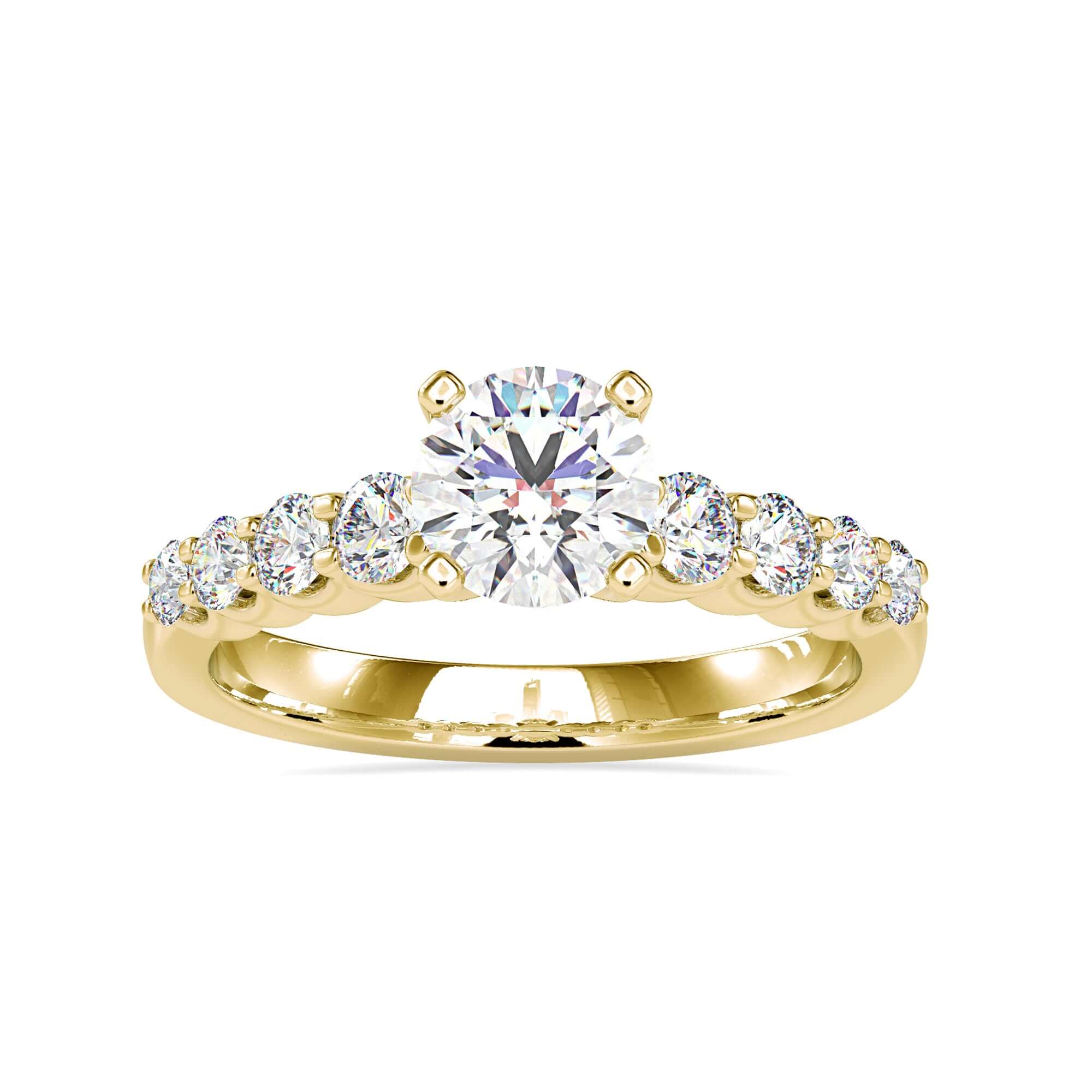 Timeless pave round diamond ring with a secure prong setting for maximum sparkle.