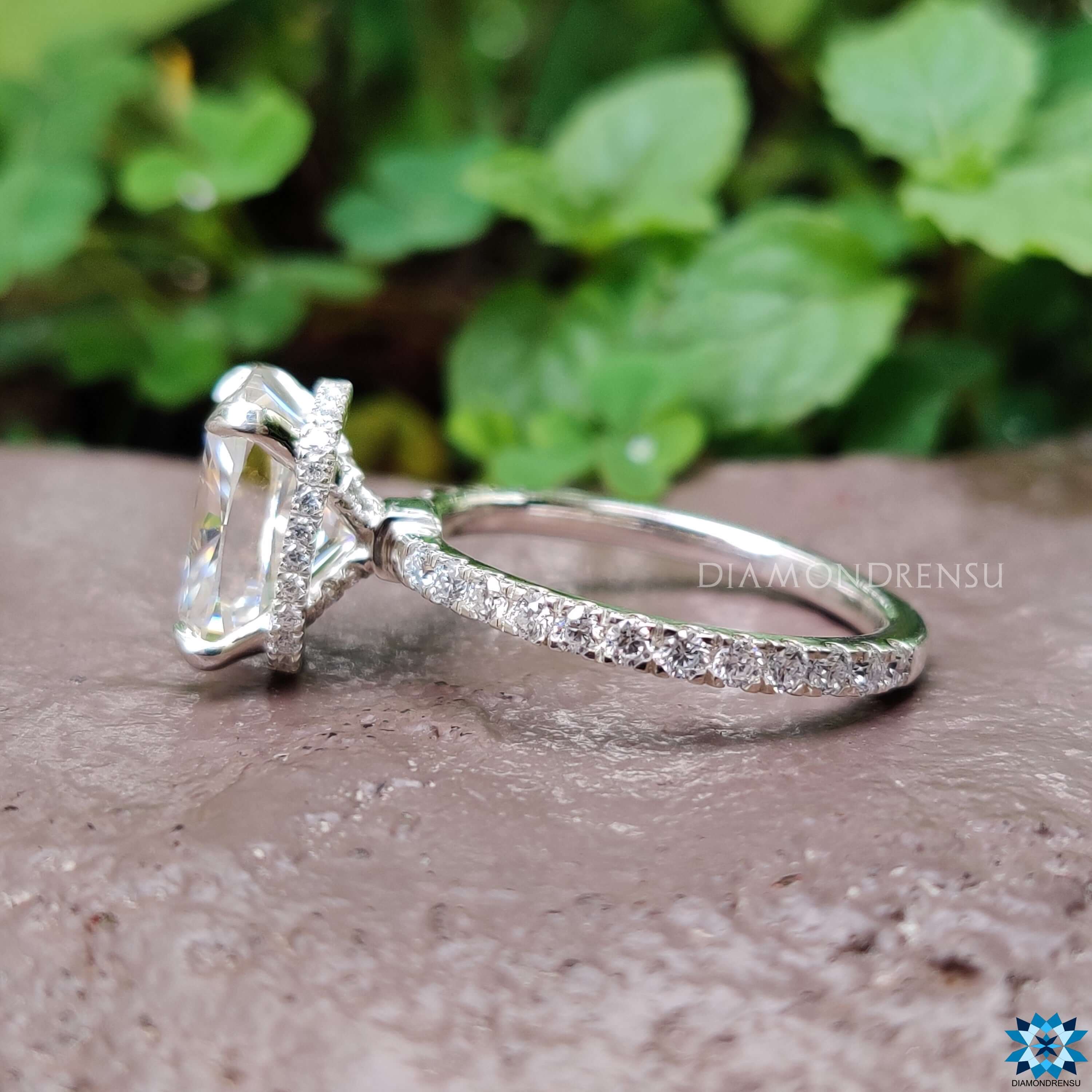 Hidden Halo Moissanite Ring with custom ring design.