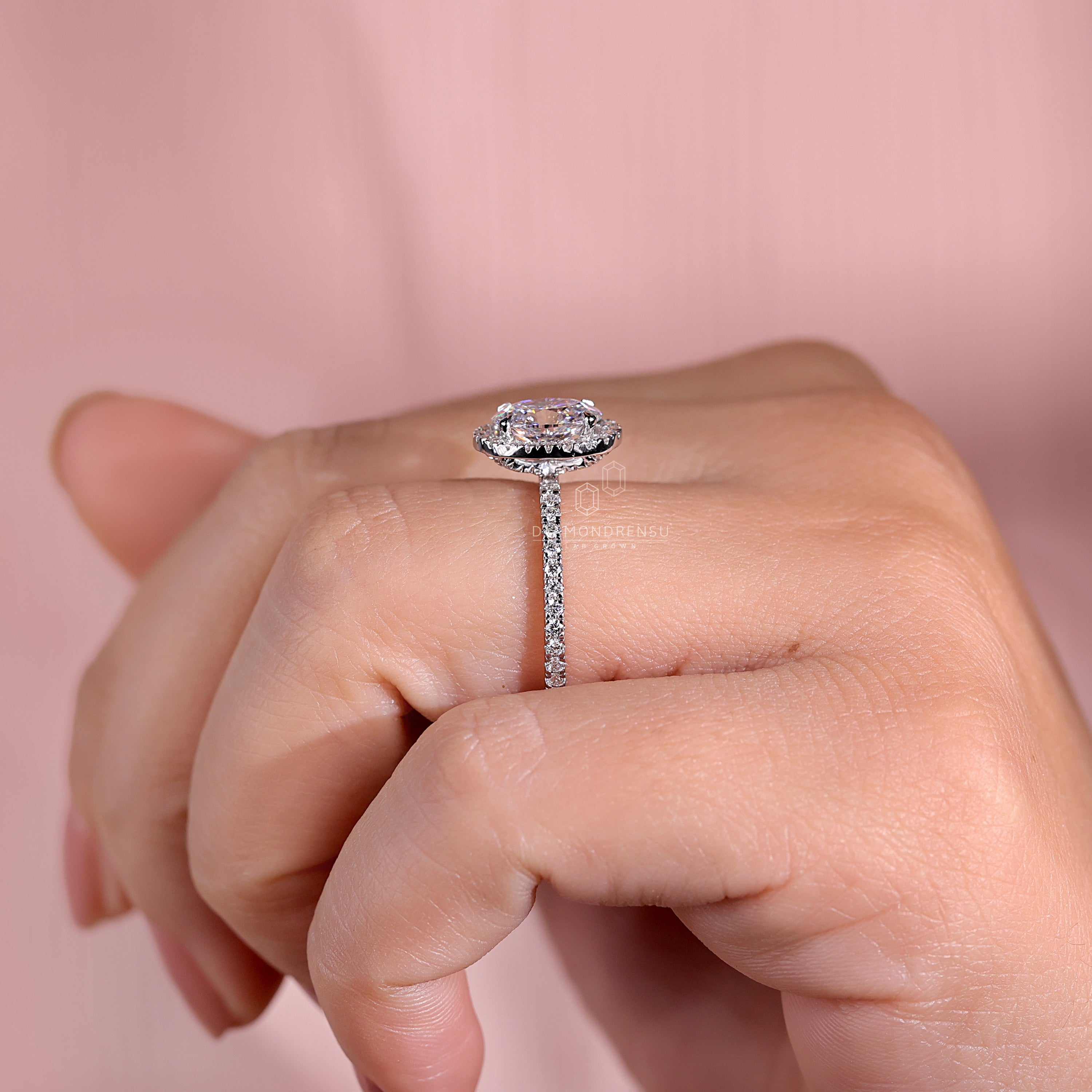 Pave Engagement Ring with intricate detailing for extra brilliance.