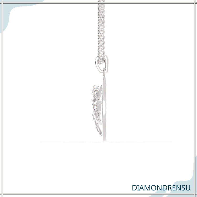 Lab grown diamond pendant with handcrafted tree life style.
