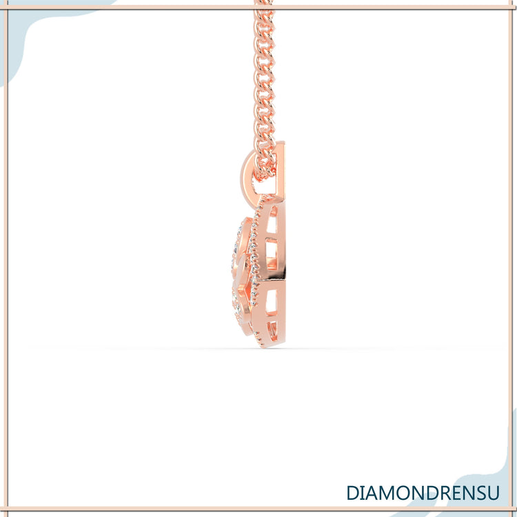 Lab Grown Diamond pendant featuring heart and paw charm.

