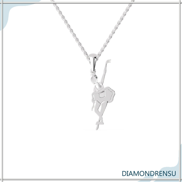 Dancing angel pendant in rose gold with lab grown diamond.
