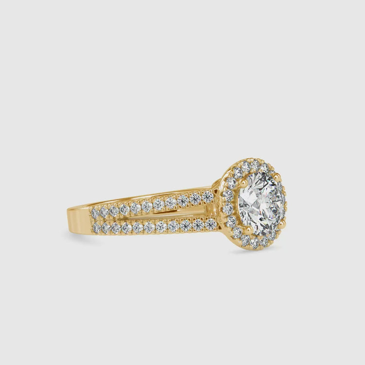 Designer halo setting ring featuring lab grown diamond.
