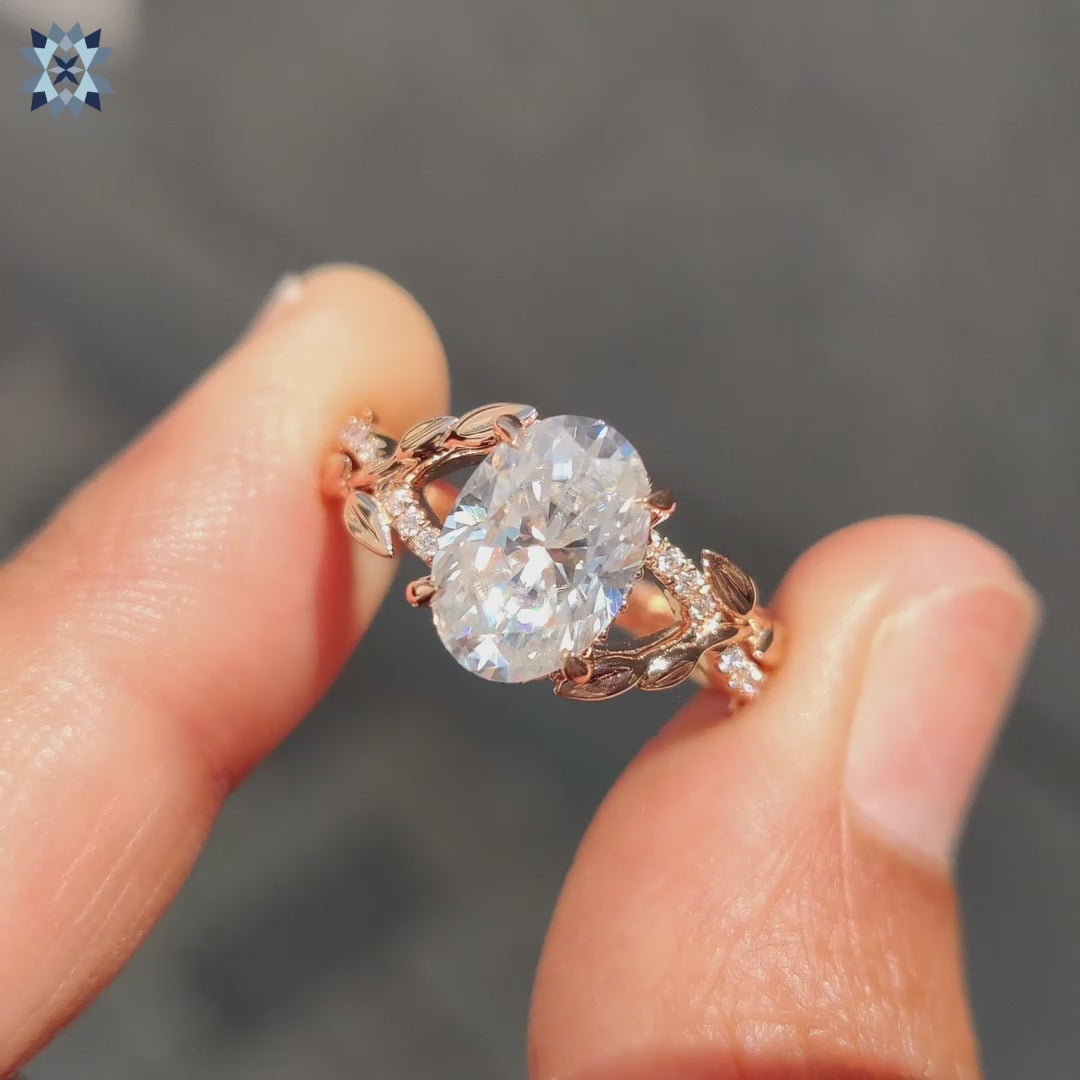 Round Cut engagement ring with twisted pave setting ring
