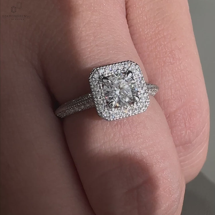 Stunning milgrain diamond ring for timeless elegance.