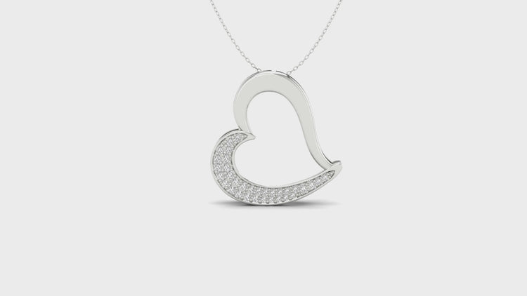 Round heart diamond pendant in yellow gold by Diamondrensu.