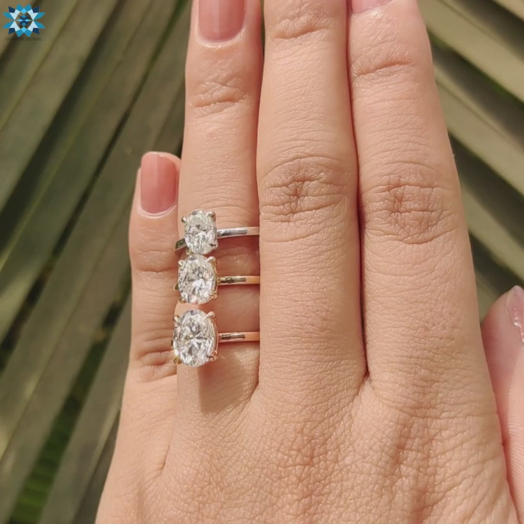 Buy moissanite ring in oval solitaire design.
