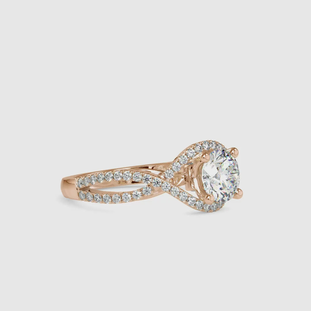 2 carat round cut diamond ring in a rose gold, white gold, or yellow gold setting.
