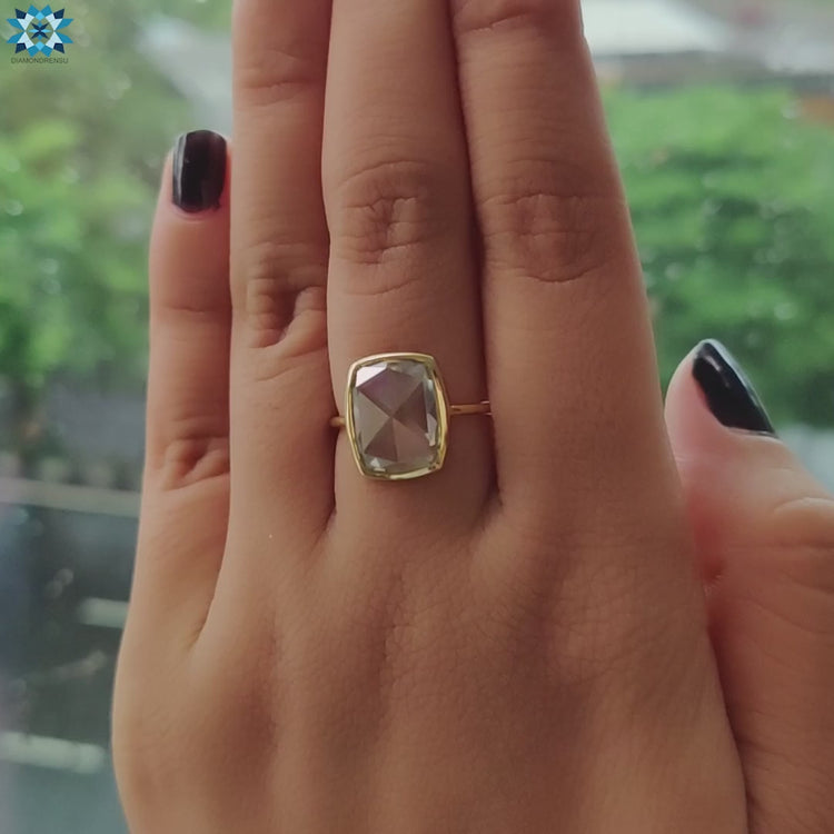 Elongated cushion moissanite ring for a custom engagement.
