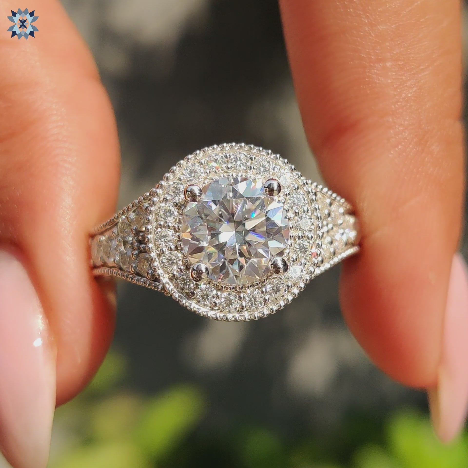 Round Engagement Ring with halo setting ring
