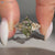 Green centre diamond ring with tulip setting and split shank.