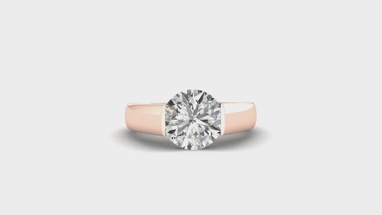 Diamondrensu UK wedding band with round brilliant cut diamond in rose gold.