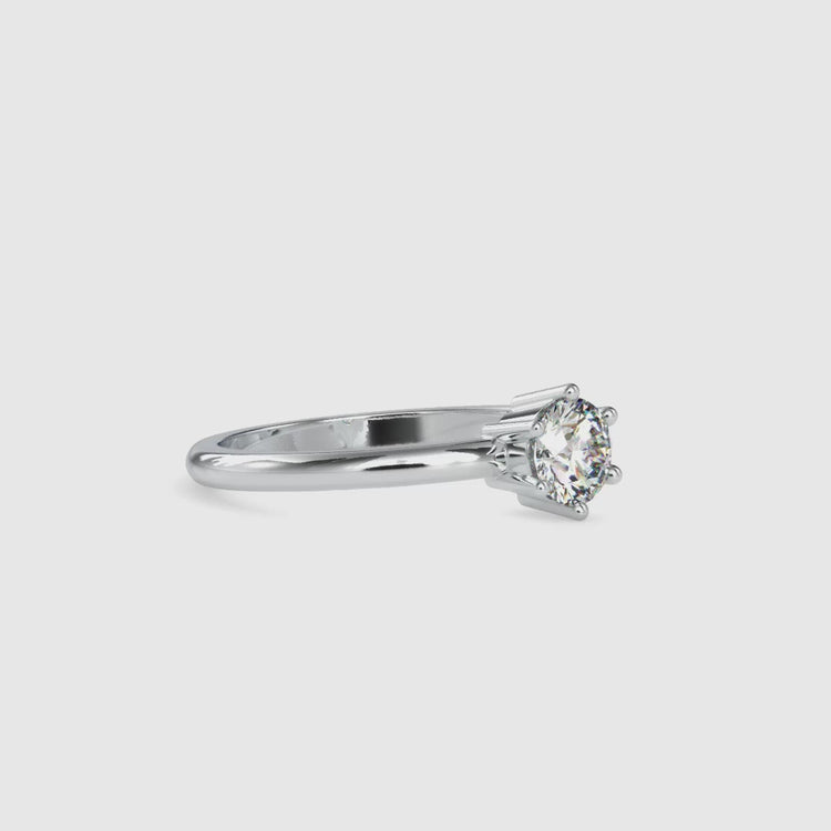 Lab grown diamond engagement ring in six prong white gold mount.