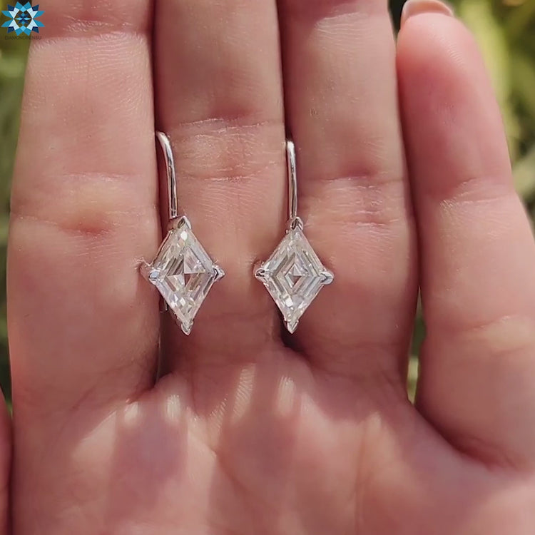 4.03 TCW Lozenge Cut Moissanite Lever Back Classic Drop Earrings