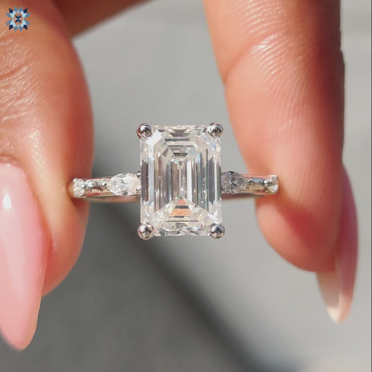 Marquise Moissanite ring in 4 prong ring setting
