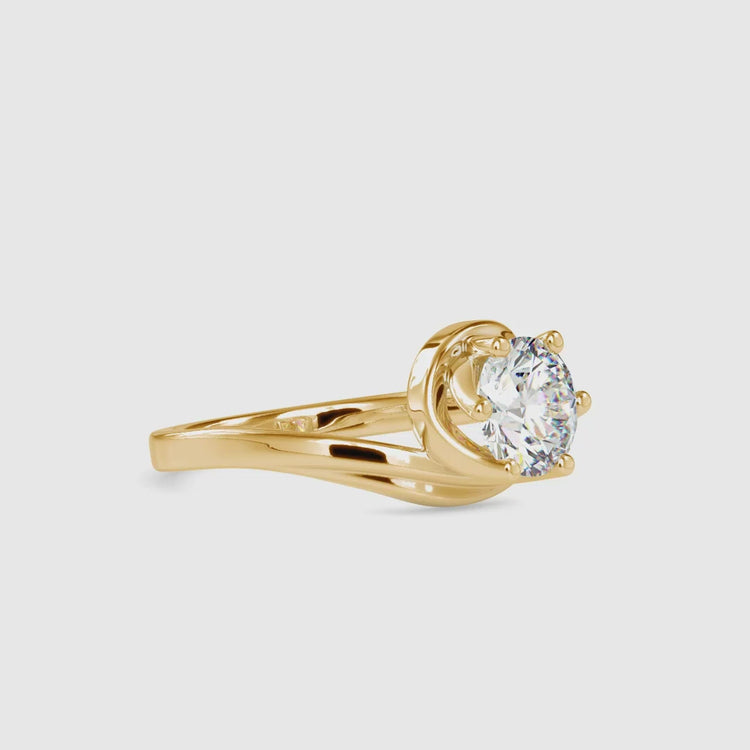 Solitaire diamond ring with 6 prong mount, yellow gold option.