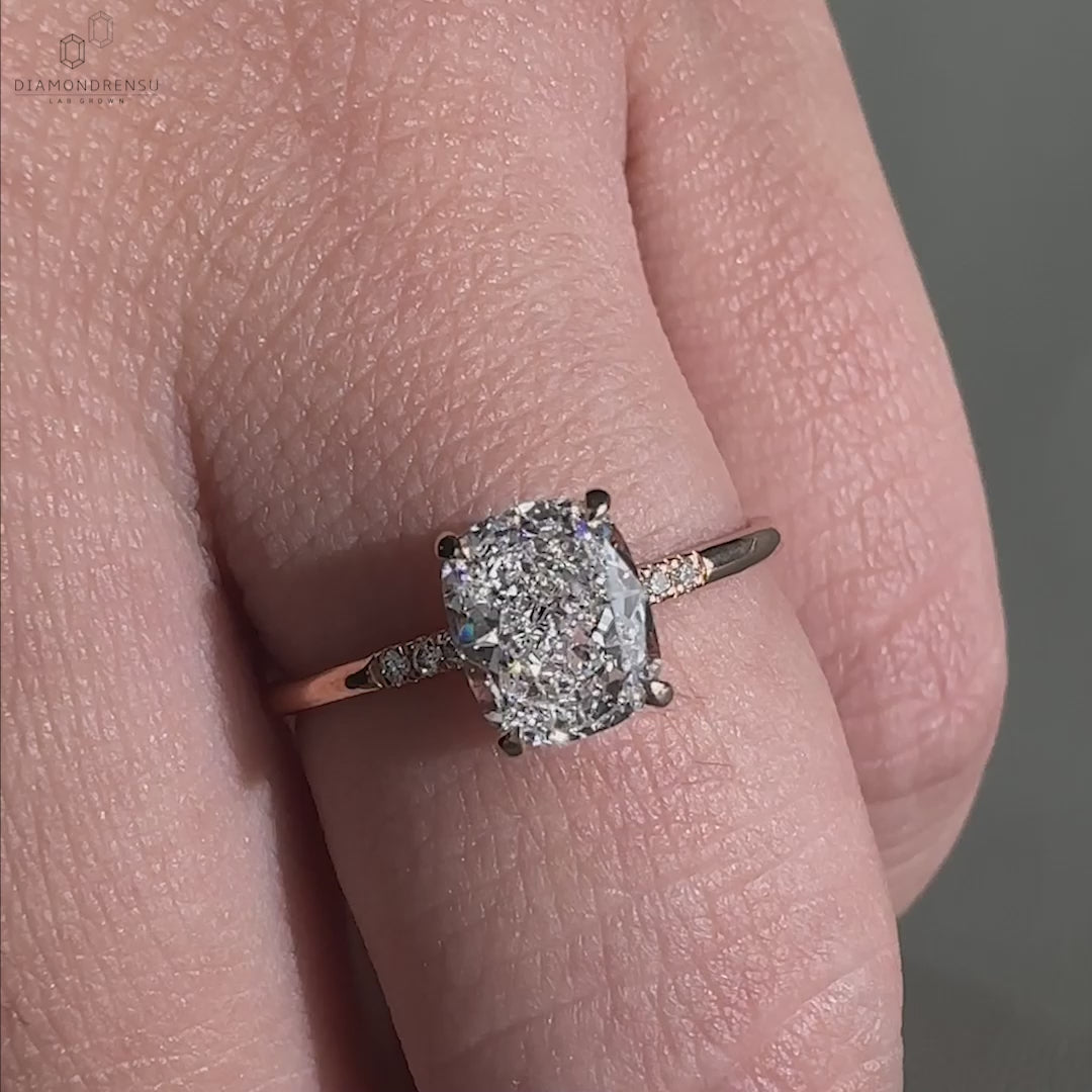 Diamondrensu UK engagement ring with hidden halo detail for a dazzling finish.