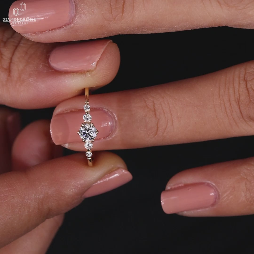 Lab diamond engagement ring 6 prong setting.
