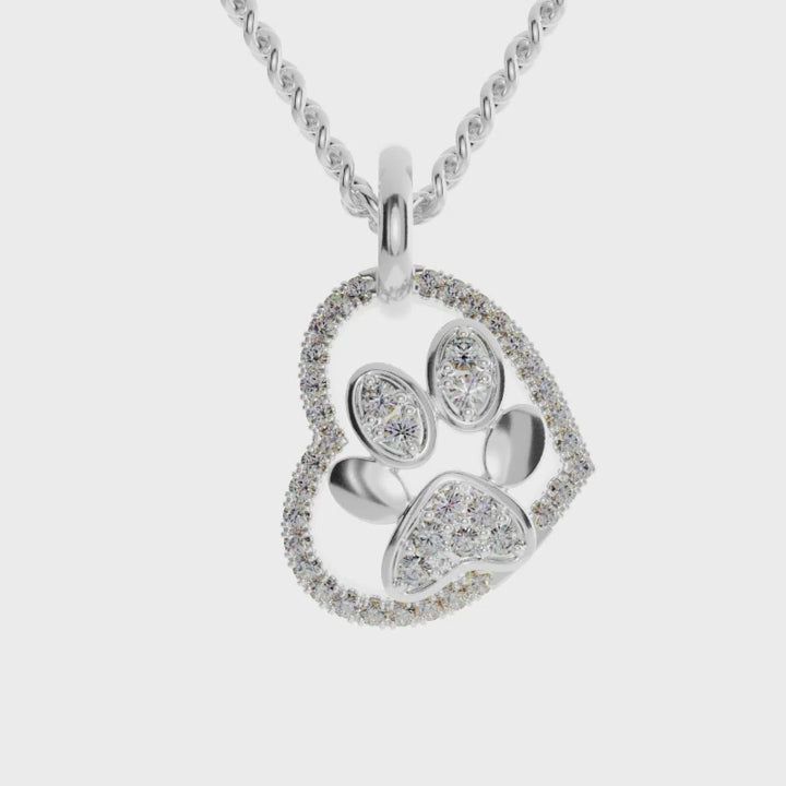 Diamondrensu UK pendant with heart on paw design in gold.