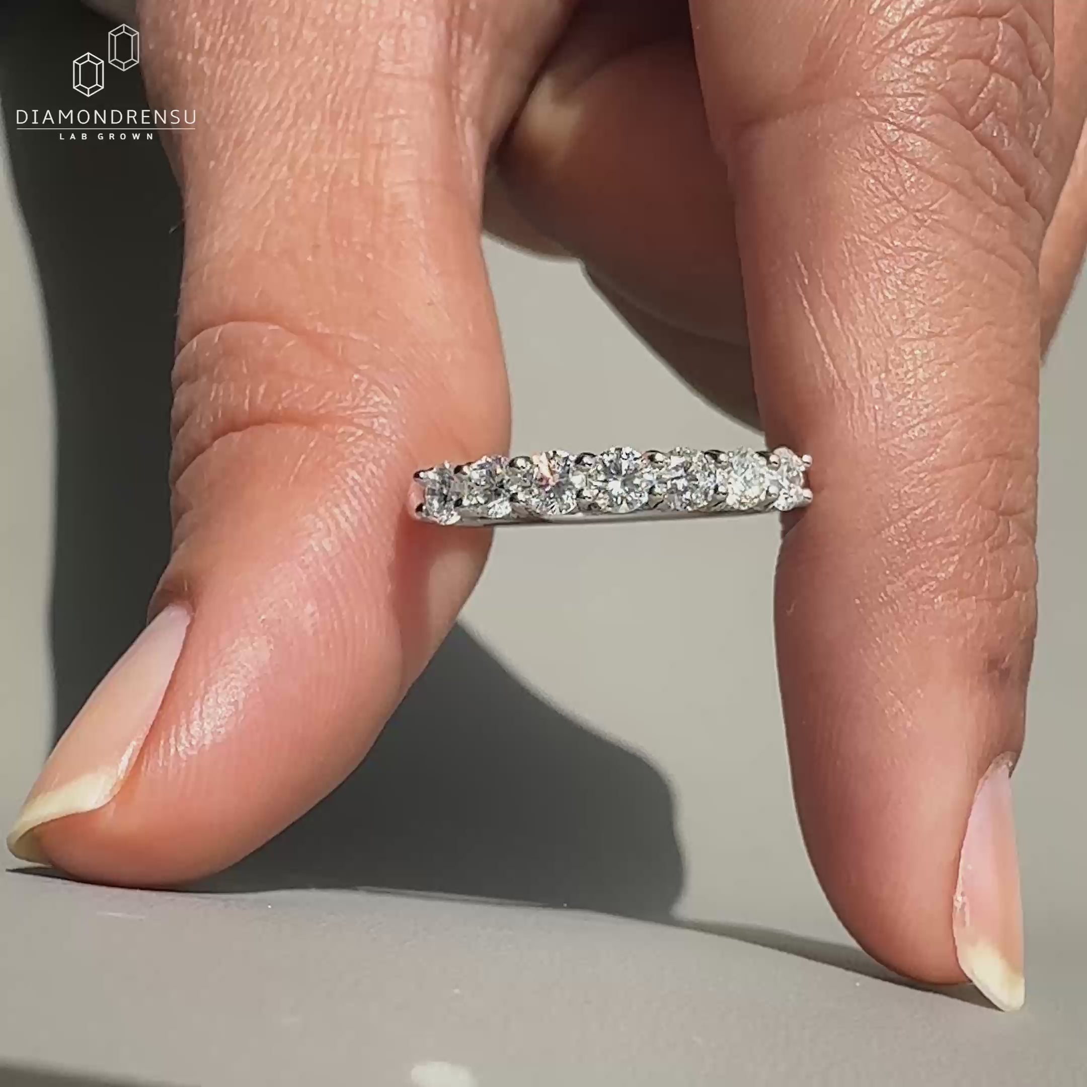 Hidden micro pave diamond wedding band.
