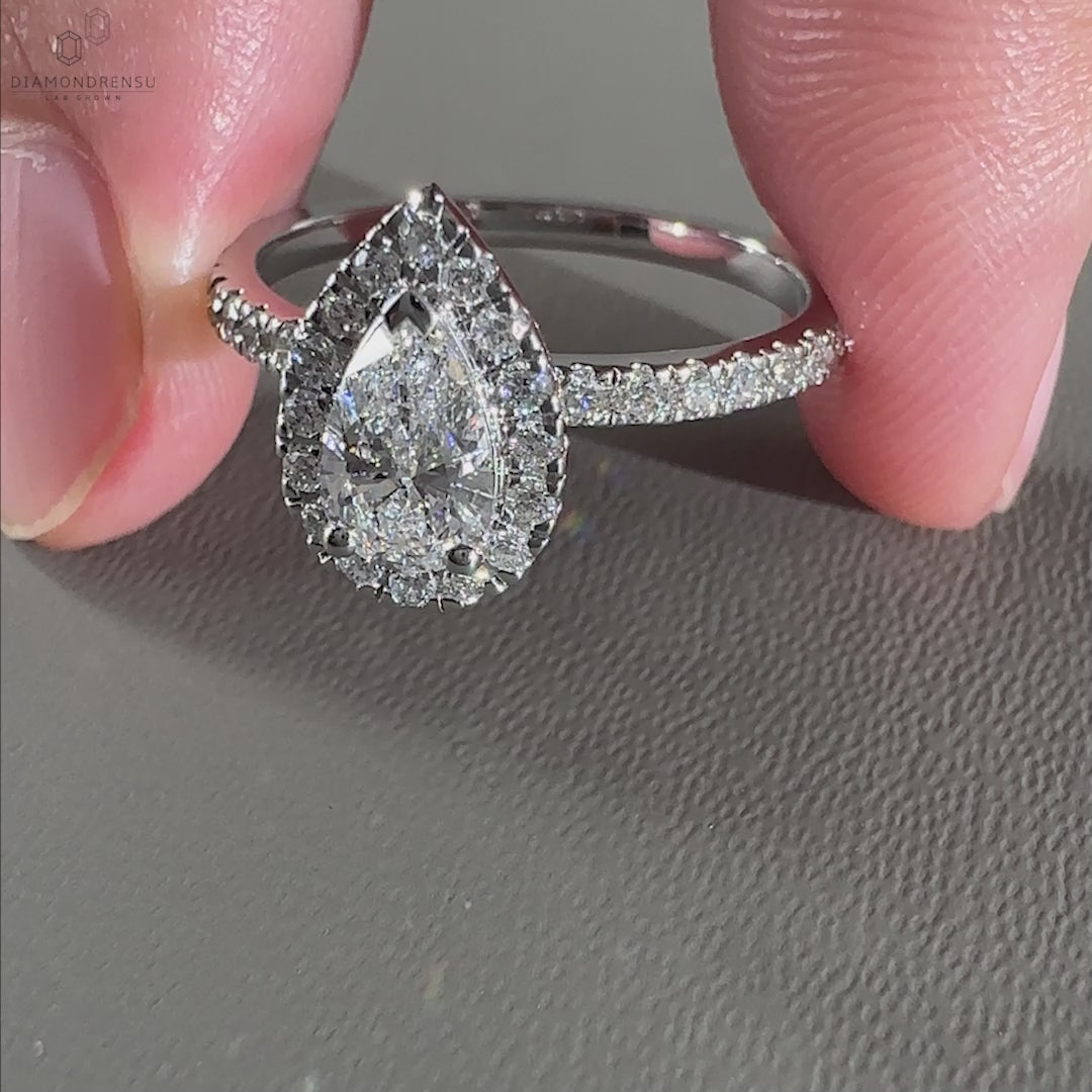 Custom engagement ring with halo.
