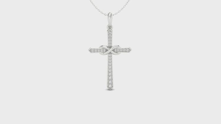 Diamondrensu UK pendant featuring infinity symbol and lab diamond.