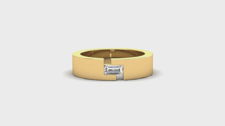 Diamondrensu UK wedding band with baguette diamond men's wedding band design.