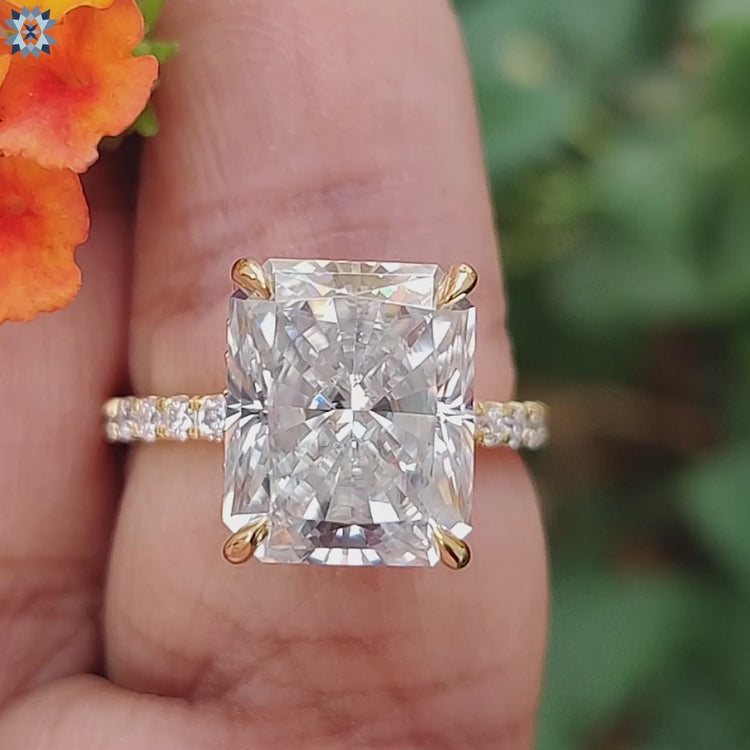 Buy custom radiant cut moissanite ring online.
