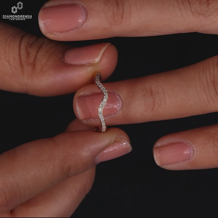 Wave eternity band with round lab grown diamonds
