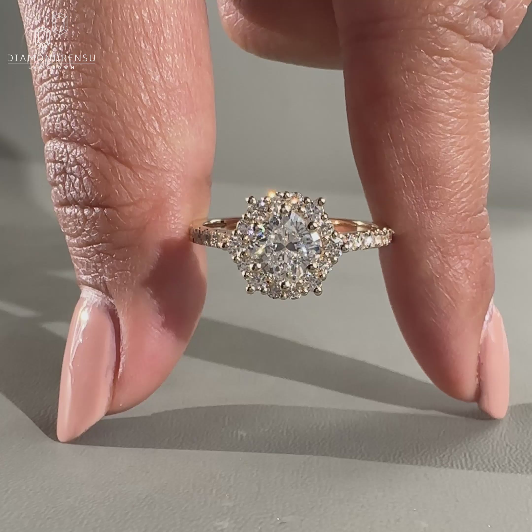 Pave setting ring on yellow gold ring
