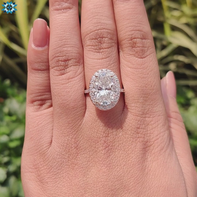 Pave setting ring with round cut moissanite band.
