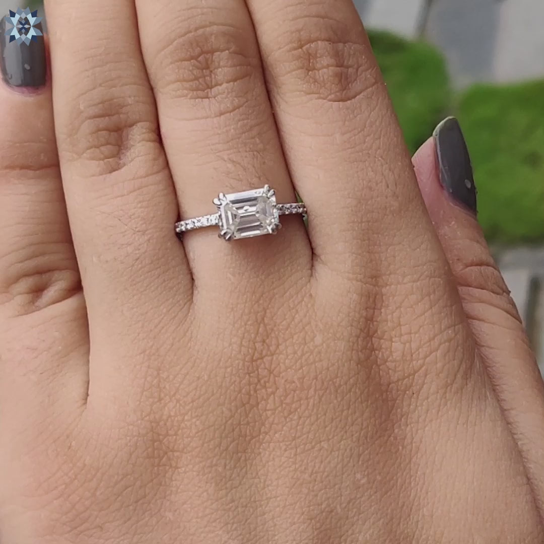 Diamondrensu UK ring UK engagement ring emerald cut engagement 
