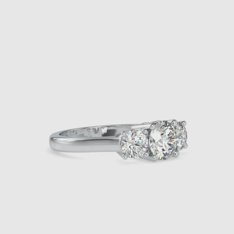 Handmade jewellery showcasing three stone lab diamond ring.