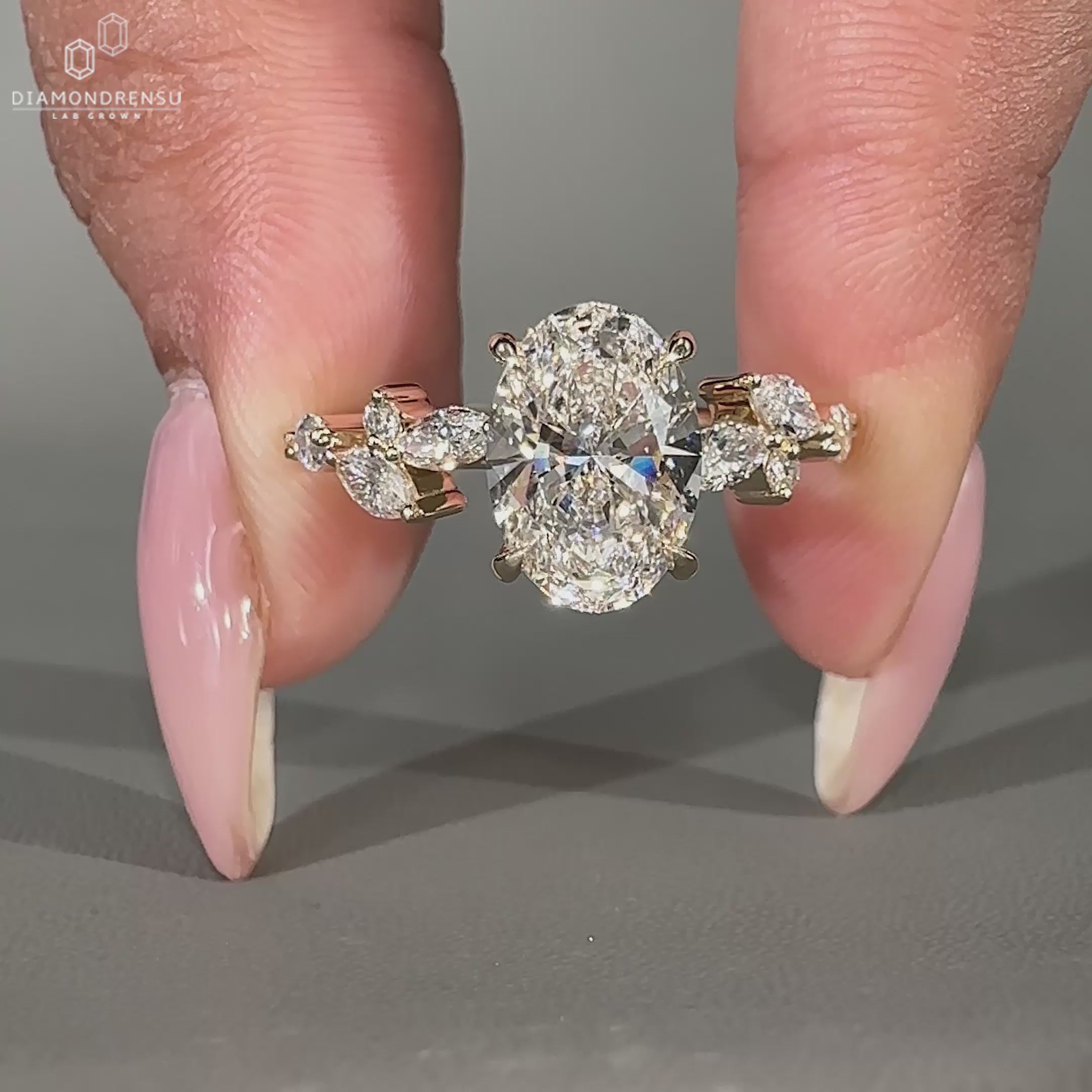 Oval diamond engagement ring with hidden halo engagement ring
