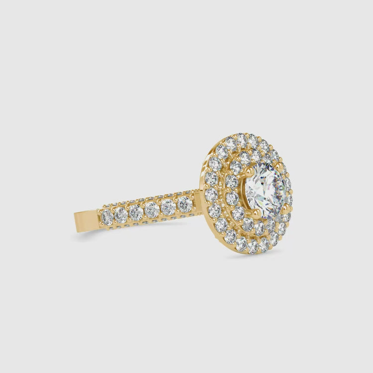 Handmade jewellery ring with round cut pave band.
