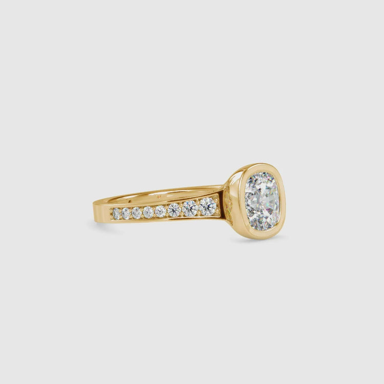 Diamondrensu UK ring featuring handmade cushion cut bezel.
