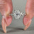 Snowdrift ring design featuring lab grown elongated cushion diamond.
