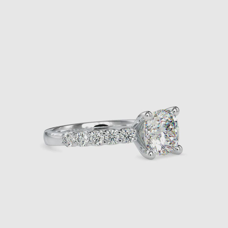 Lab grown diamond engagement ring with custom 4 prong band.
