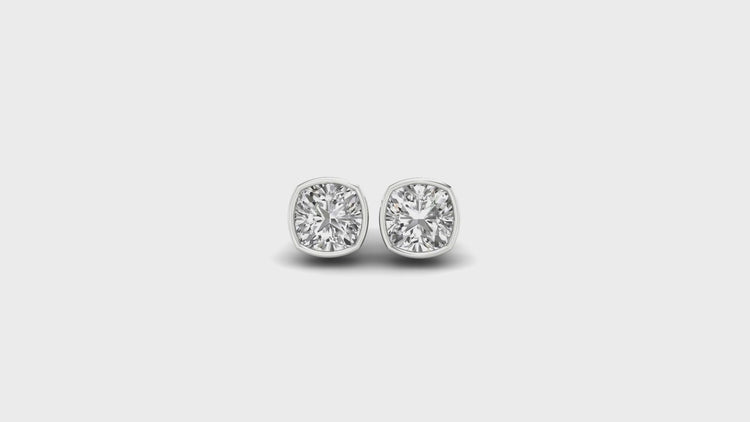 Lab grown diamond earrings with bezel back.
