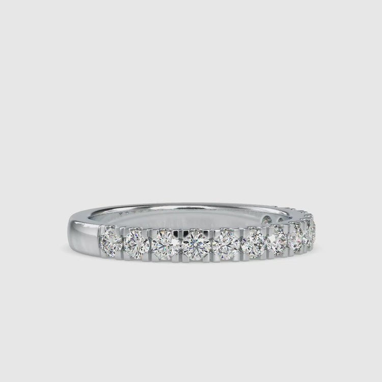 Half eternity wedding ring in yellow gold with lab stones.