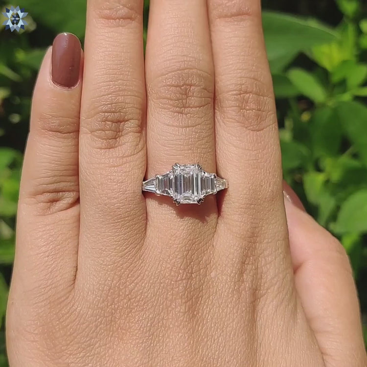 Handmade five stone engagement ring in prong setting.
