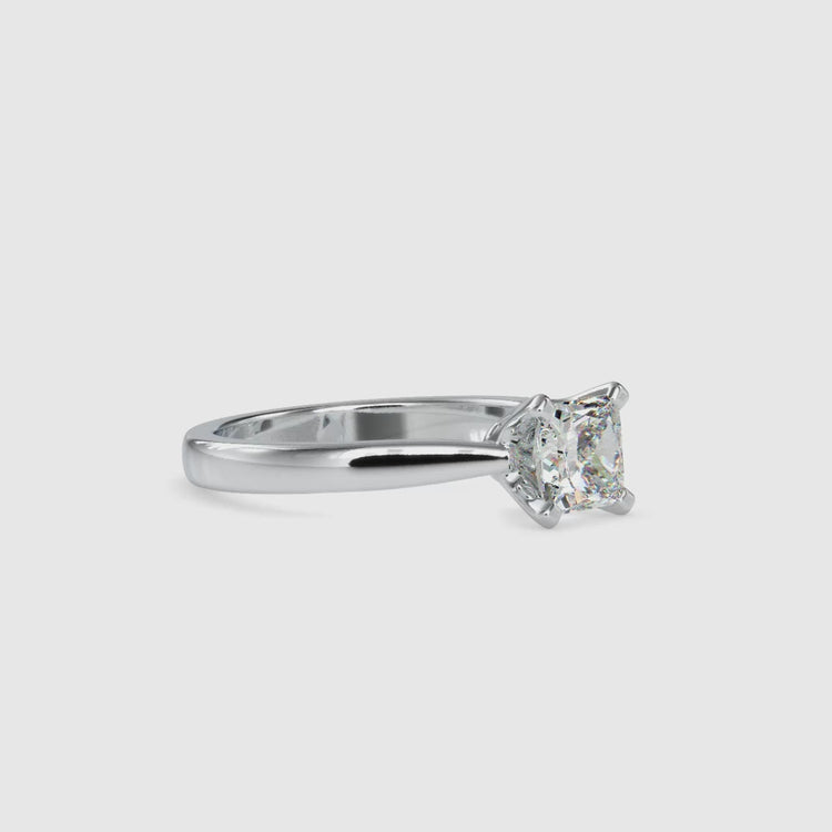 White gold solitaire ring with princess cut lab diamond centre.