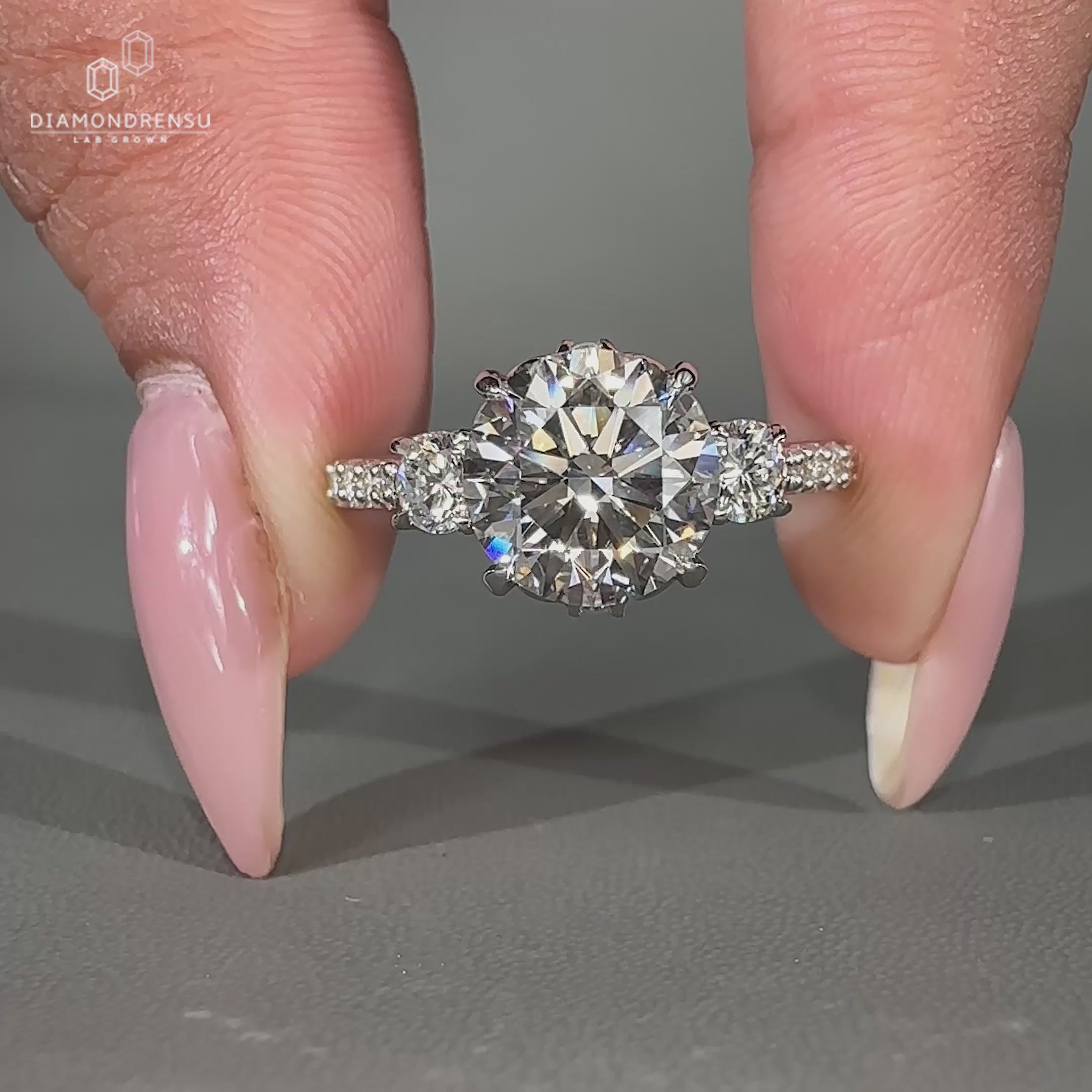 Three stone ring in prong setting ring style
