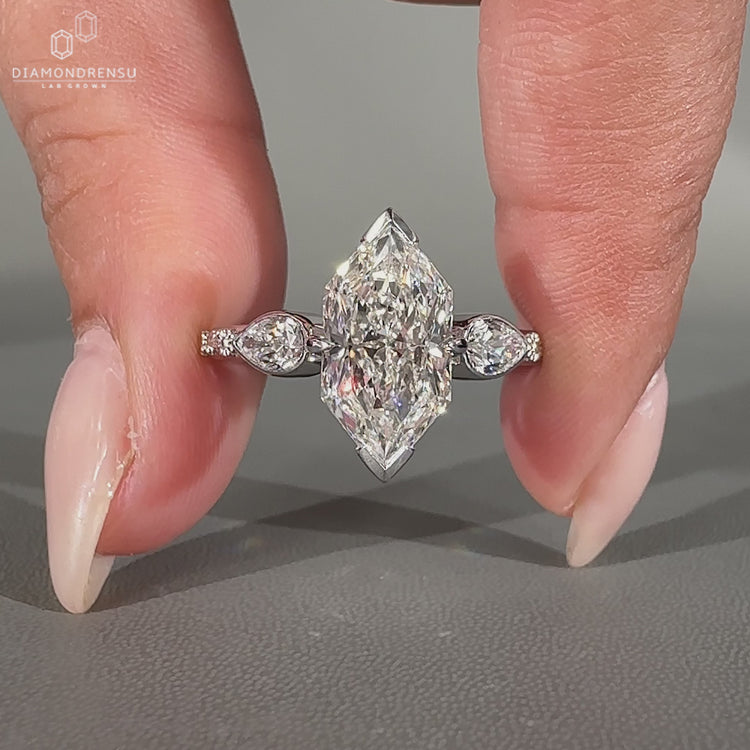 Art deco ring with lab grown diamond centre stone