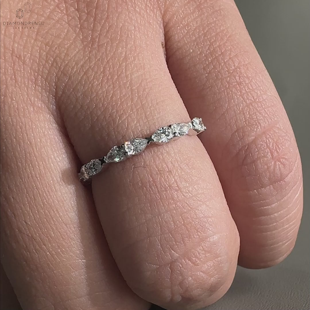 pear lab grown diamond band