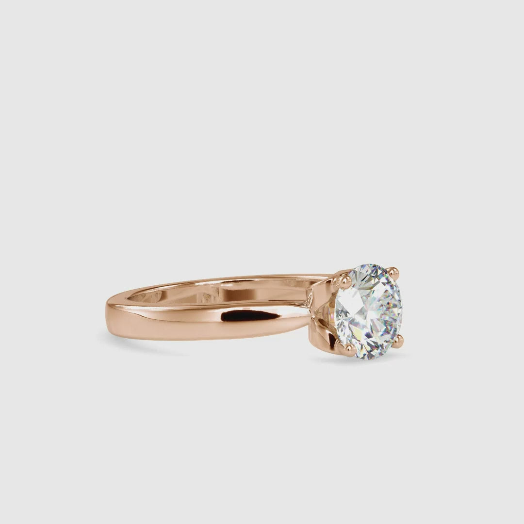 Heart basket yellow gold ring featuring round diamond.