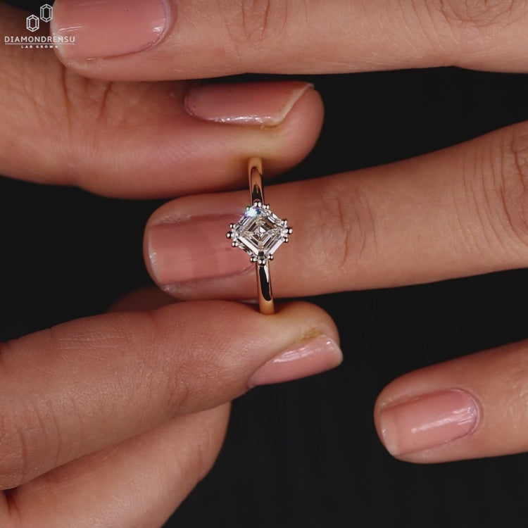 Diamonds London UK Asscher cut ring style.
